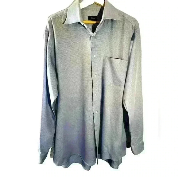 Mens Boss Hugo Boss Blue Checkered Shirt Size 34/35 17 - Picture 1 of 4